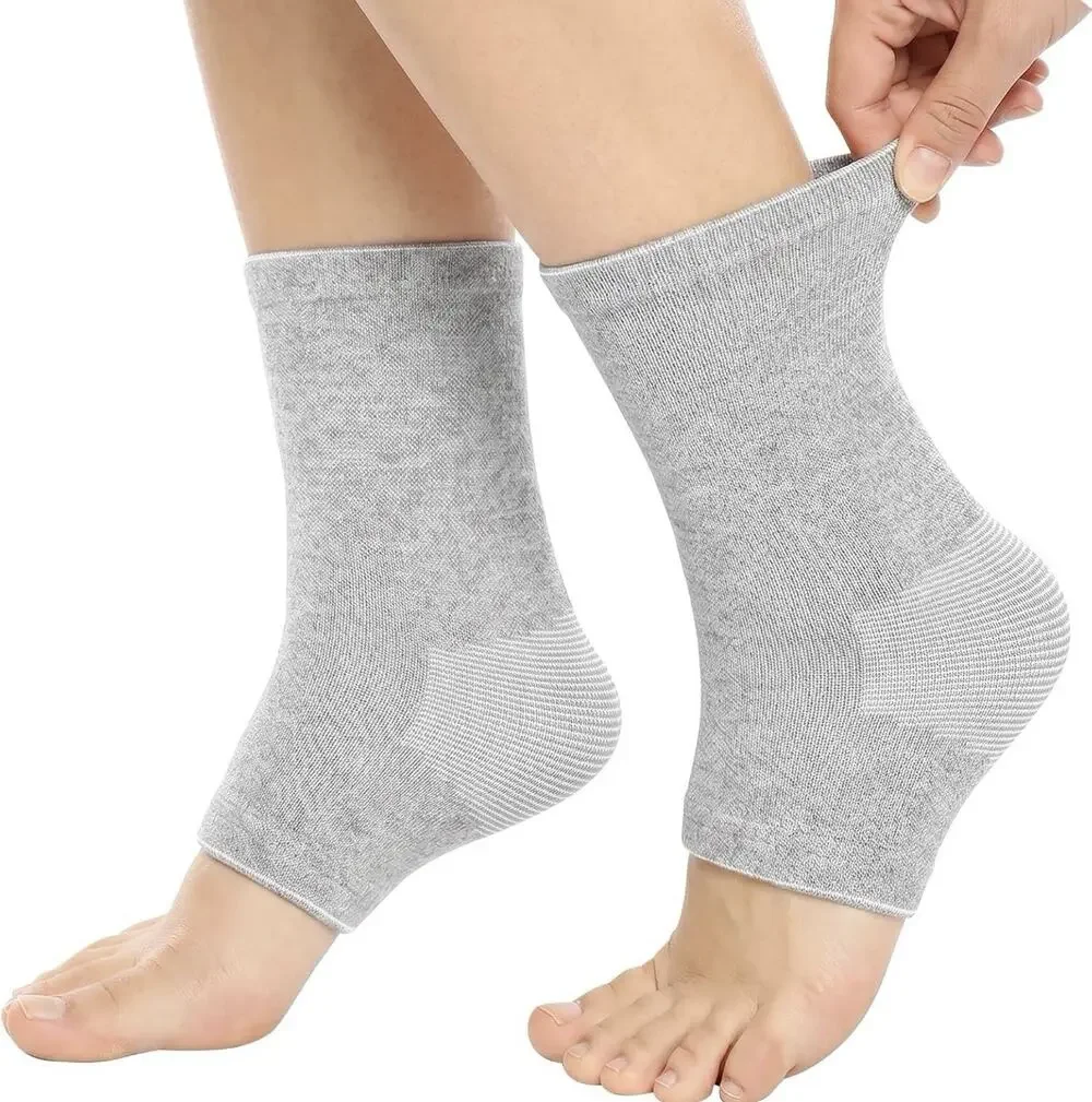 OneCompress Bamboo Gray Ankle Sleeve Size Medium NIP 2-Pack Compression Unisex